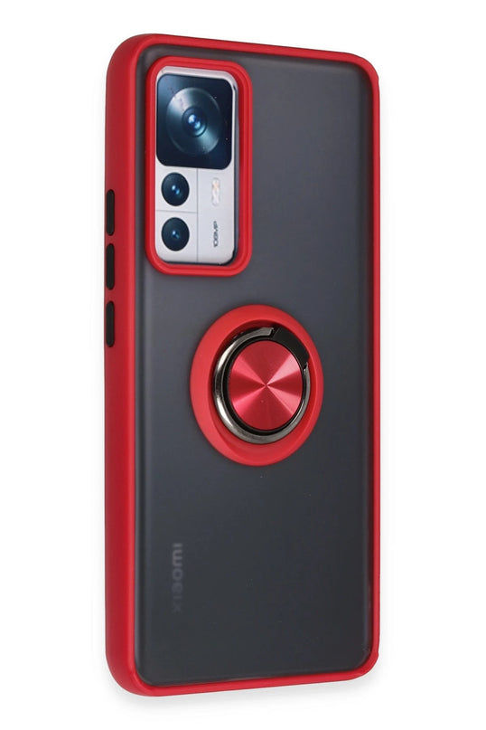 Xiaomi Mi 12T Pro Montreal Yüzüklü Silikon Kapak Kılıf - Kırmızı 2