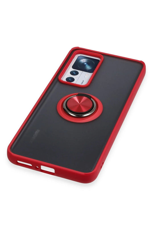 Xiaomi Mi 12T Pro Montreal Yüzüklü Silikon Kapak Kılıf - Kırmızı 5