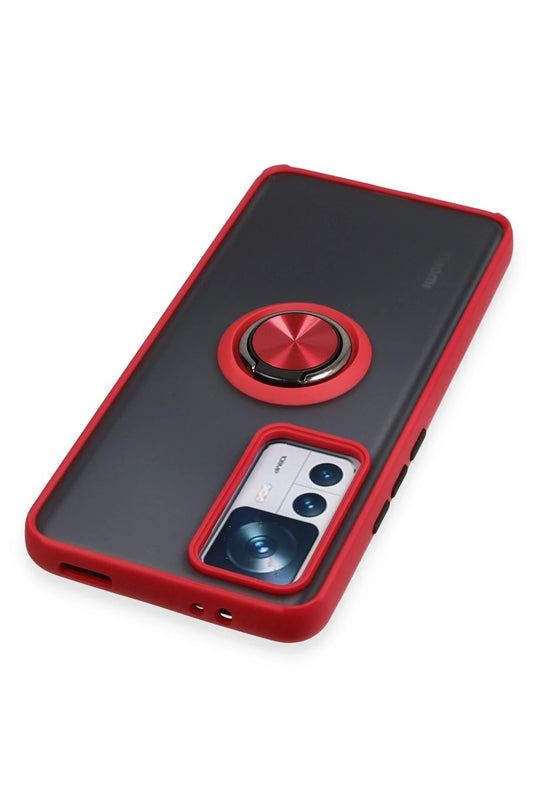 Xiaomi Mi 12T Pro Montreal Yüzüklü Silikon Kapak Kılıf - Kırmızı 4