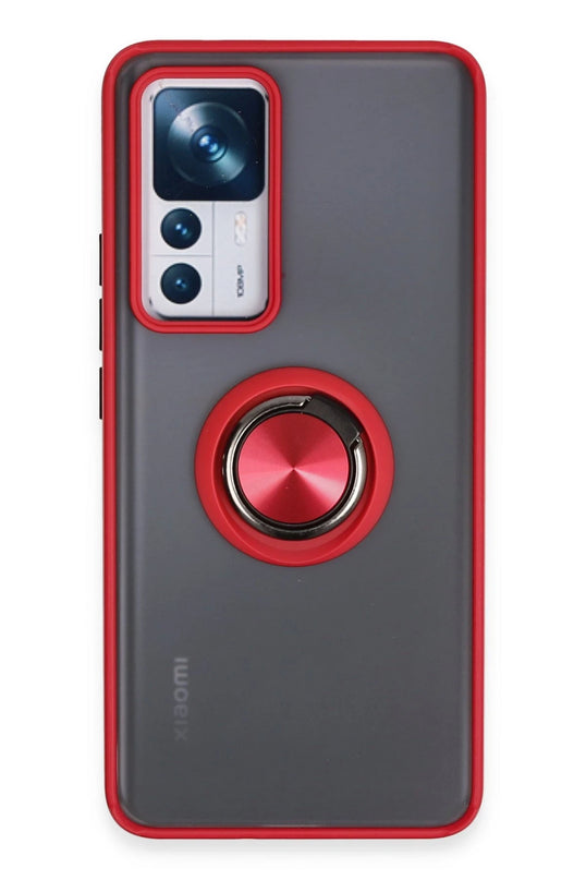 Xiaomi Mi 12T Pro Montreal Yüzüklü Silikon Kapak Kılıf - Kırmızı