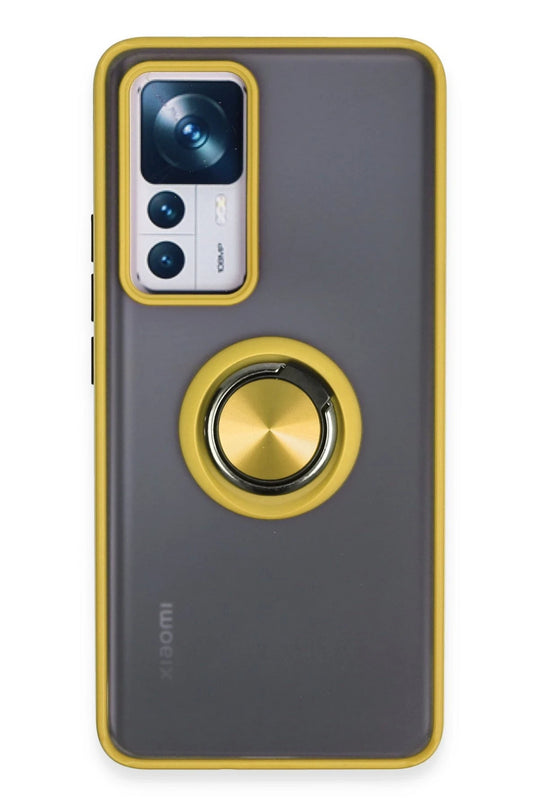 Xiaomi Mi 12T Pro Montreal Yüzüklü Silikon Kapak Kılıf - Sarı