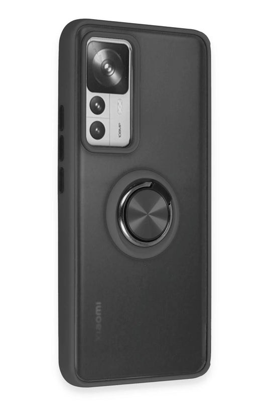 Xiaomi Mi 12T Pro Montreal Yüzüklü Silikon Kapak Kılıf - Siyah 2