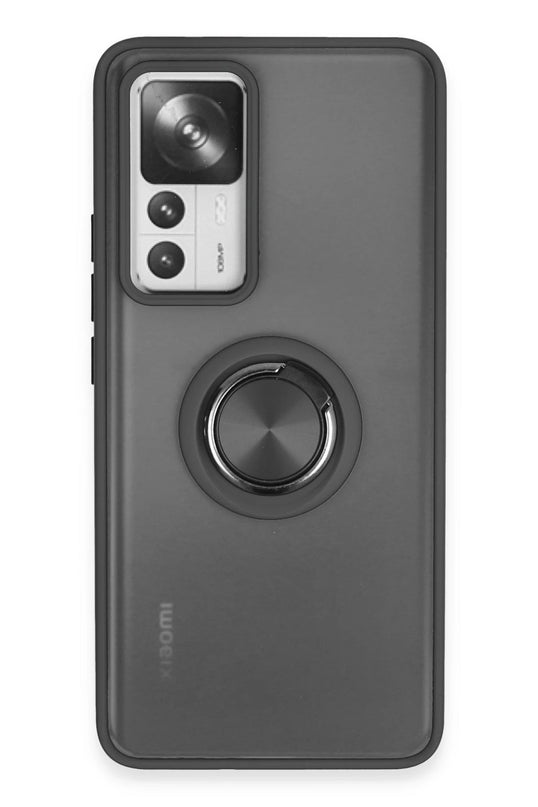 Xiaomi Mi 12T Pro Montreal Yüzüklü Silikon Kapak Kılıf - Siyah
