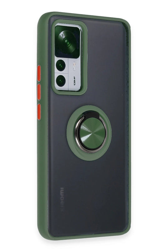 Xiaomi Mi 12T Pro Montreal Yüzüklü Silikon Kapak Kılıf - Yeşil 2