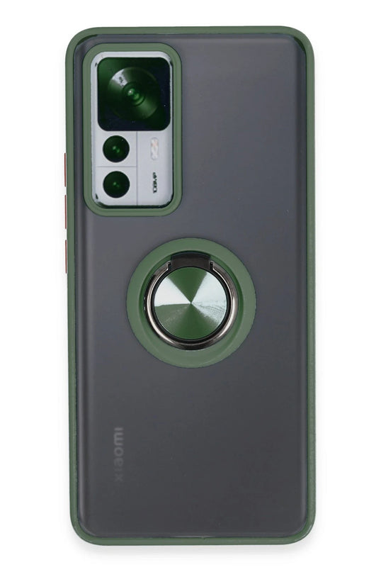 Xiaomi Mi 12T Pro Montreal Yüzüklü Silikon Kapak Kılıf - Yeşil