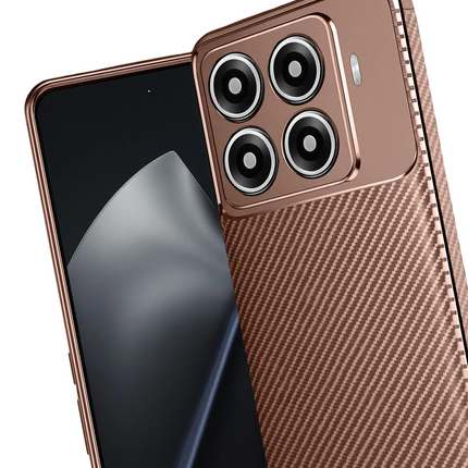 Xiaomi Mi 15T Pro Auto Focus Karbon Kapak Kılıf - Kahverengi 3