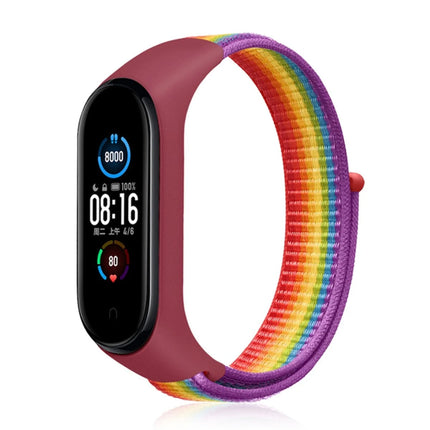 Xiaomi Mi Band 4 Hasırlı Cırtcırtlı Kordon - Gökkuşağı