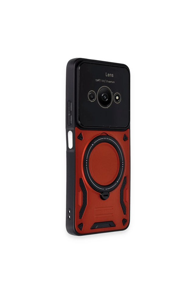 Xiaomi Poco C61 Joy Lens Standlı Kapak Kılıf - Kırmızı 2