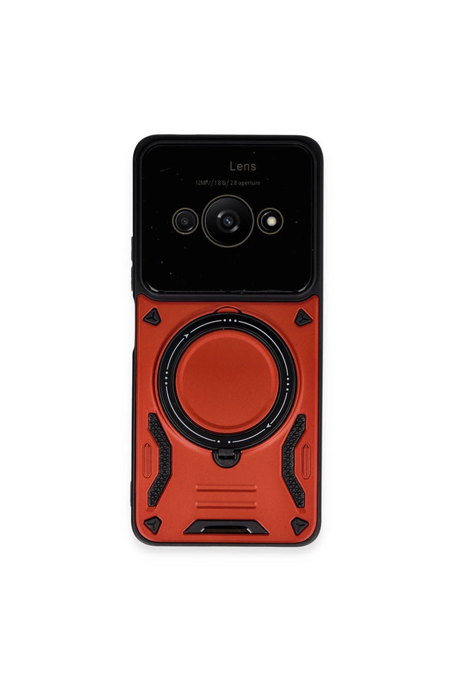 Xiaomi Poco C61 Joy Lens Standlı Kapak Kılıf - Kırmızı
