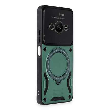 Xiaomi Poco C61 Joy Lens Standlı Kapak Kılıf - Koyu Yeşil 2