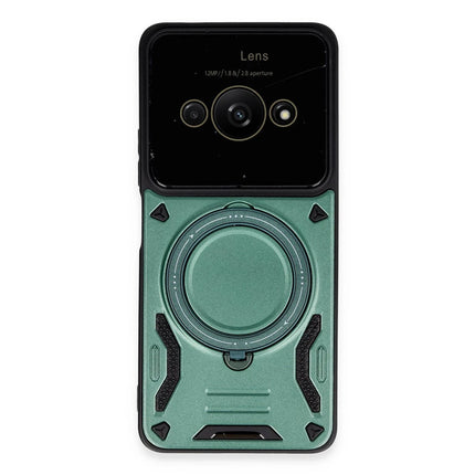 Xiaomi Poco C61 Joy Lens Standlı Kapak Kılıf - Koyu Yeşil
