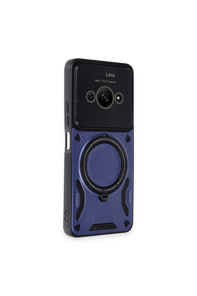Xiaomi Poco C61 Joy Lens Standlı Kapak Kılıf - Lacivert 2