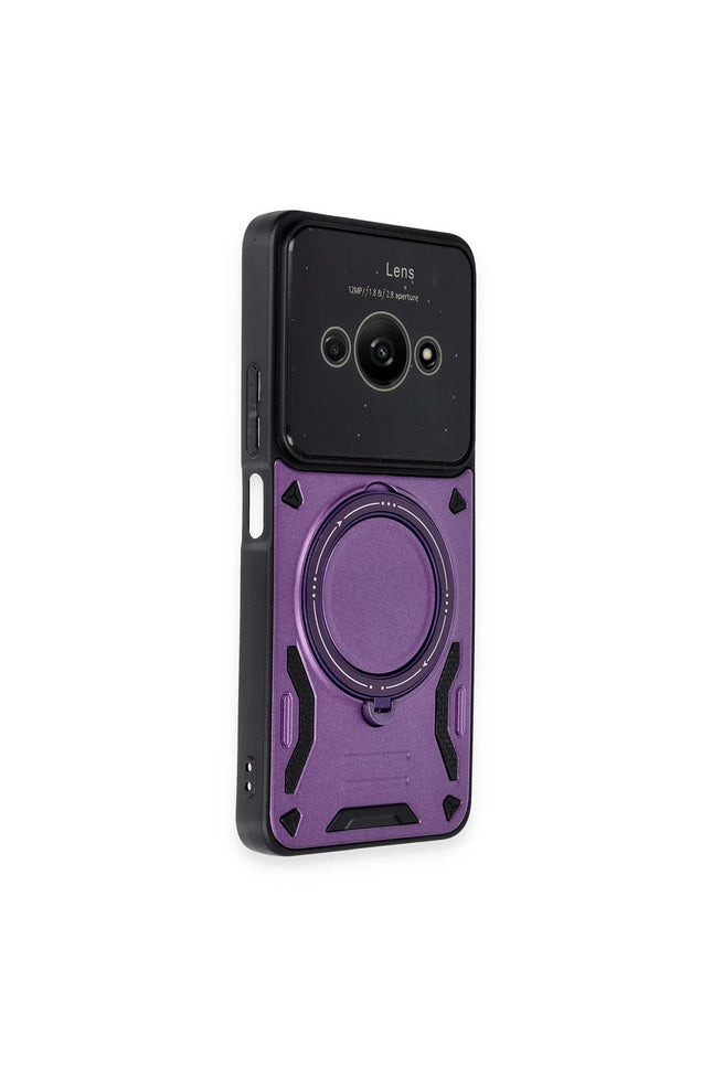 Xiaomi Poco C61 Joy Lens Standlı Kapak Kılıf - Mor 2