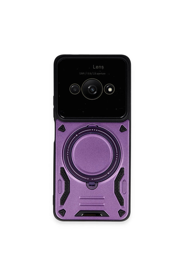 Xiaomi Poco C61 Joy Lens Standlı Kapak Kılıf - Mor