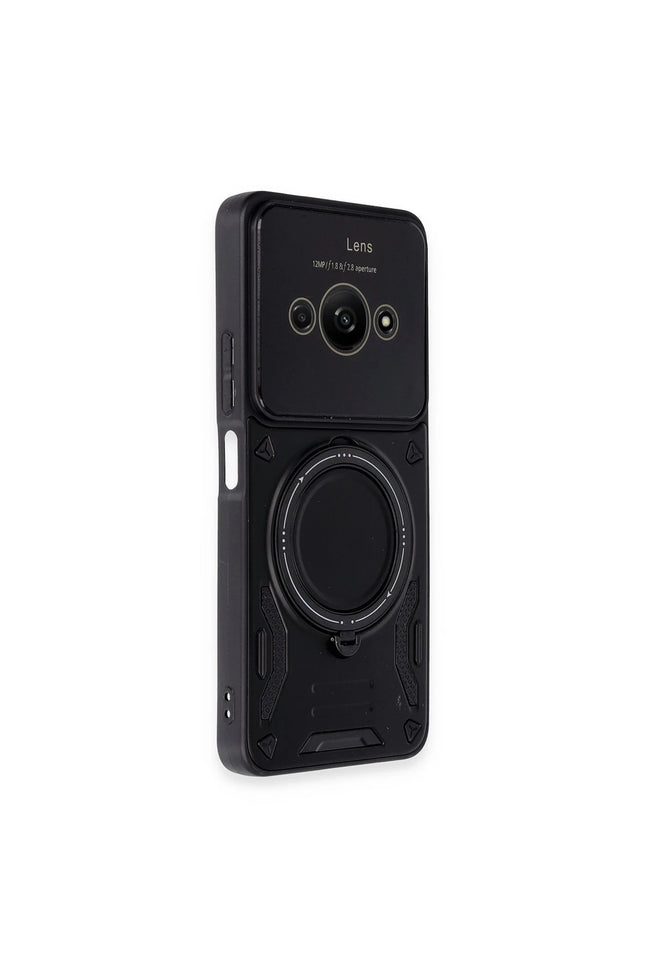 Xiaomi Poco C61 Joy Lens Standlı Kapak Kılıf - Siyah 2
