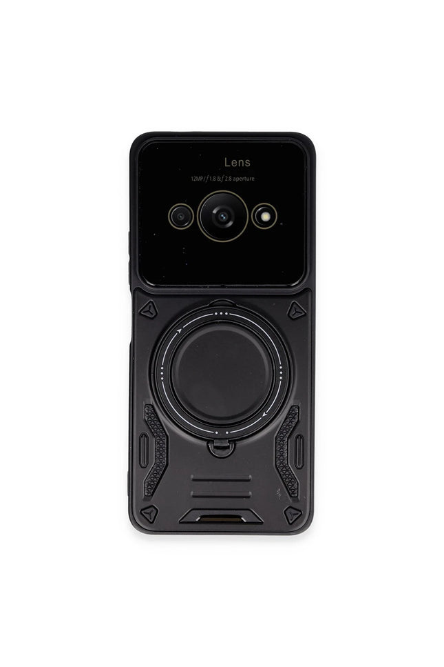Xiaomi Poco C61 Joy Lens Standlı Kapak Kılıf - Siyah
