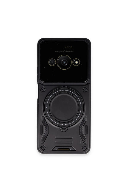 Xiaomi Poco C61 Joy Lens Standlı Kapak Kılıf - Siyah
