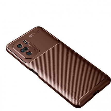 Xiaomi Poco F3 Auto Focus Karbon Kapak Kılıf - Kahverengi 2