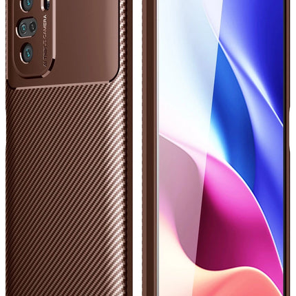 Xiaomi Poco F3 Auto Focus Karbon Kapak Kılıf - Kahverengi