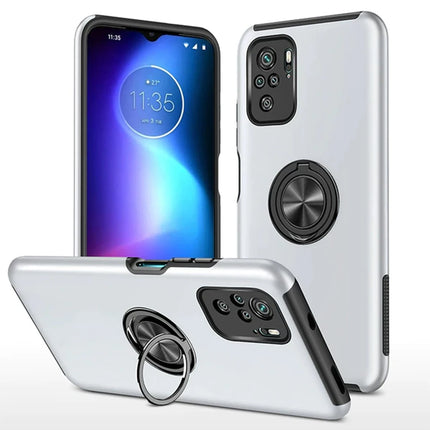 Xiaomi Poco F3 Elit Yüzüklü Kapak Kılıf - Gümüş