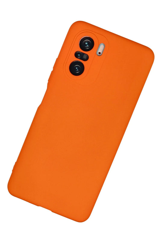 Xiaomi Poco F3 Nano içi Kadife Silikon Kılıf - Turuncu 3