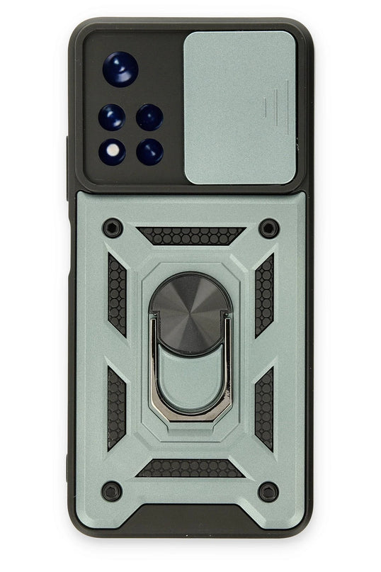 Xiaomi Poco M4 Pro 5G Pars Lens Yüzüklü Silikon Kılıf - Yeşil