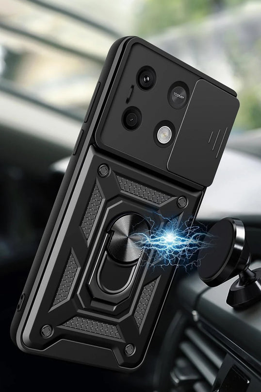 Xiaomi Poco M6 Pro 4G Pars Lens Yüzüklü Silikon Kılıf - Siyah 2