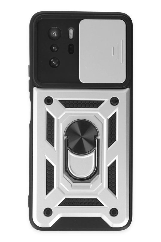 Xiaomi Poco X3 GT Pars Lens Yüzüklü Silikon Kılıf - Gümüş