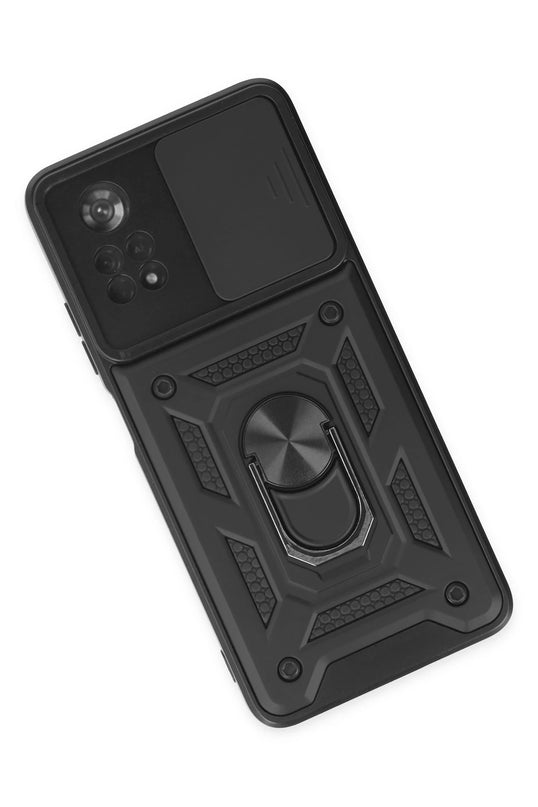 Xiaomi Poco X4 Pro 5G Pars Lens Yüzüklü Silikon Kılıf - Siyah 3