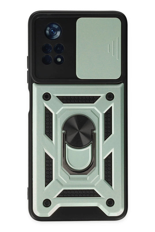 Xiaomi Poco X4 Pro 5G Pars Lens Yüzüklü Silikon Kılıf - Yeşil