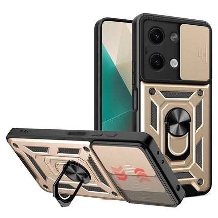 Xiaomi Poco X6 Pars Lens Yüzüklü Silikon Kılıf - Gold