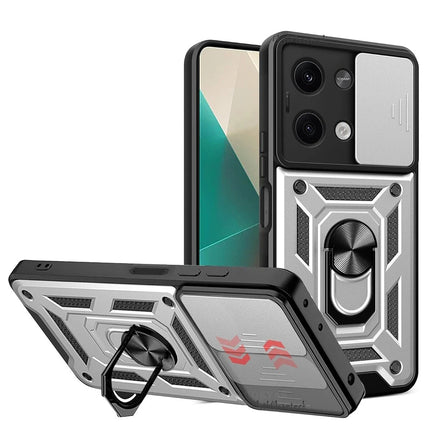 Xiaomi Poco X6 Pars Lens Yüzüklü Silikon Kılıf - Gümüş