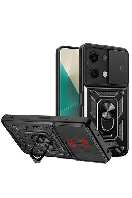 Xiaomi Poco X6 Pars Lens Yüzüklü Silikon Kılıf - Siyah