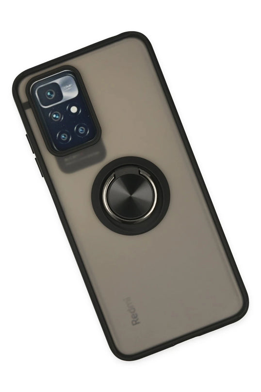 Xiaomi Redmi 10 2022 Montreal Yüzüklü Silikon Kapak Kılıf - Siyah 3