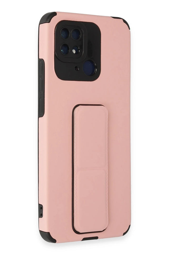 Xiaomi Redmi 10C Mega Standlı Silikon Kılıf - Pudra