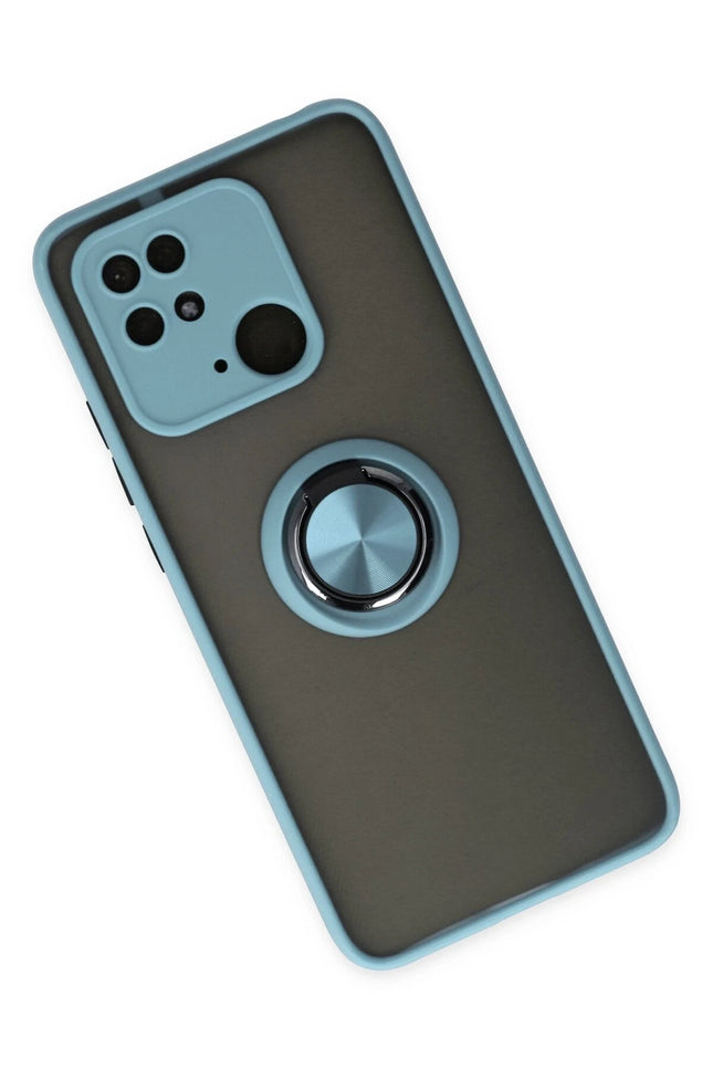 Xiaomi Redmi 10C Montreal Yüzüklü Silikon Kapak Kılıf - Buz Mavi 2