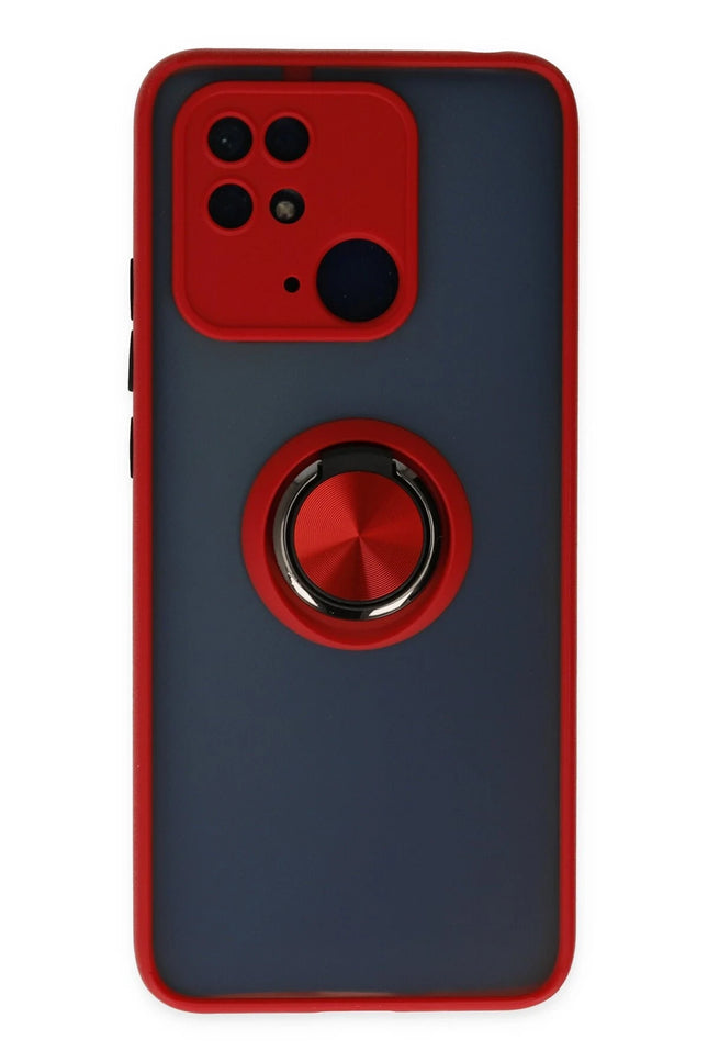 Xiaomi Redmi 10C Montreal Yüzüklü Silikon Kapak Kılıf - Kırmızı