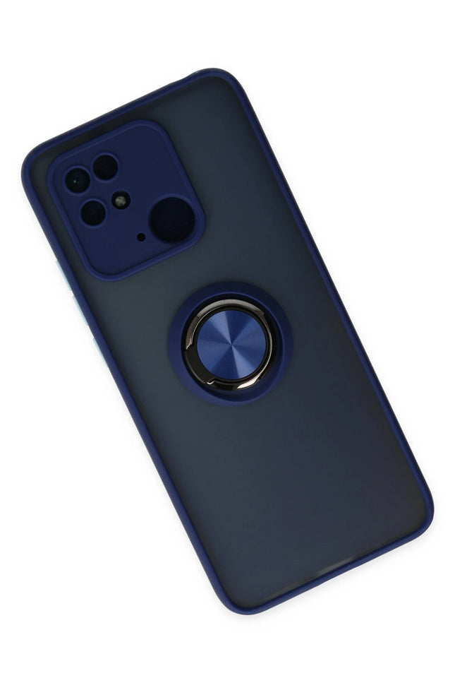Xiaomi Redmi 10C Montreal Yüzüklü Silikon Kapak Kılıf - Lacivert 3