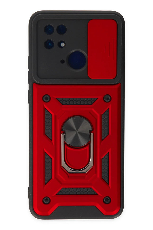 Xiaomi Redmi 10C Pars Lens Yüzüklü Silikon Kılıf - Kırmızı
