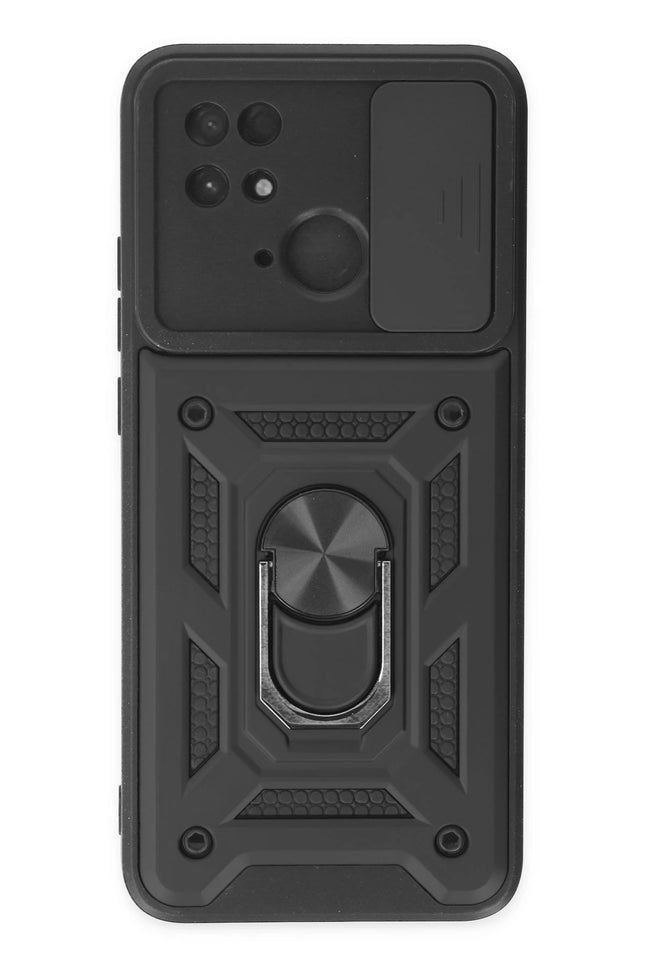 Xiaomi Redmi 10C Pars Lens Yüzüklü Silikon Kılıf - Siyah