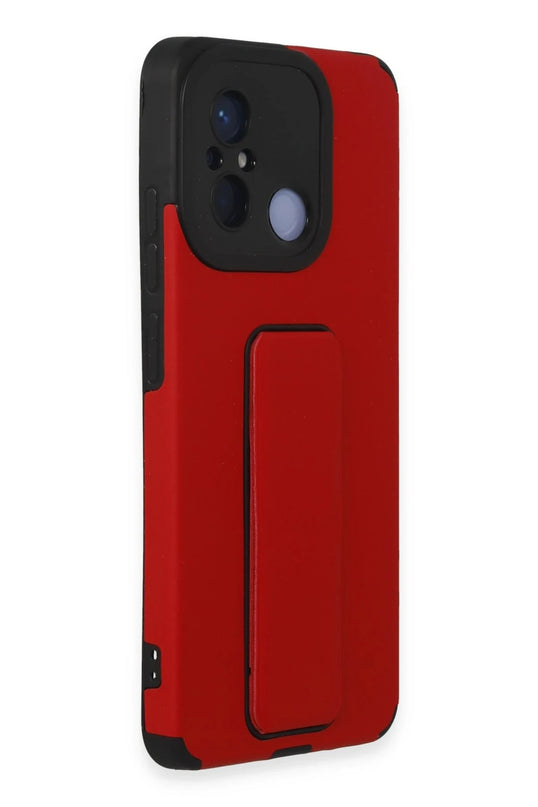 Xiaomi Redmi 12C Mega Standlı Silikon Kılıf - Kırmızı 2