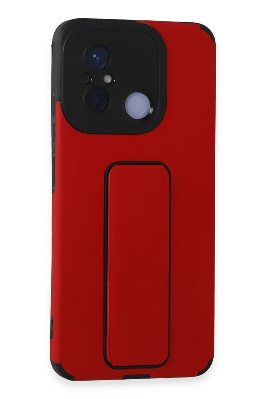 Xiaomi Redmi 12C Mega Standlı Silikon Kılıf - Kırmızı