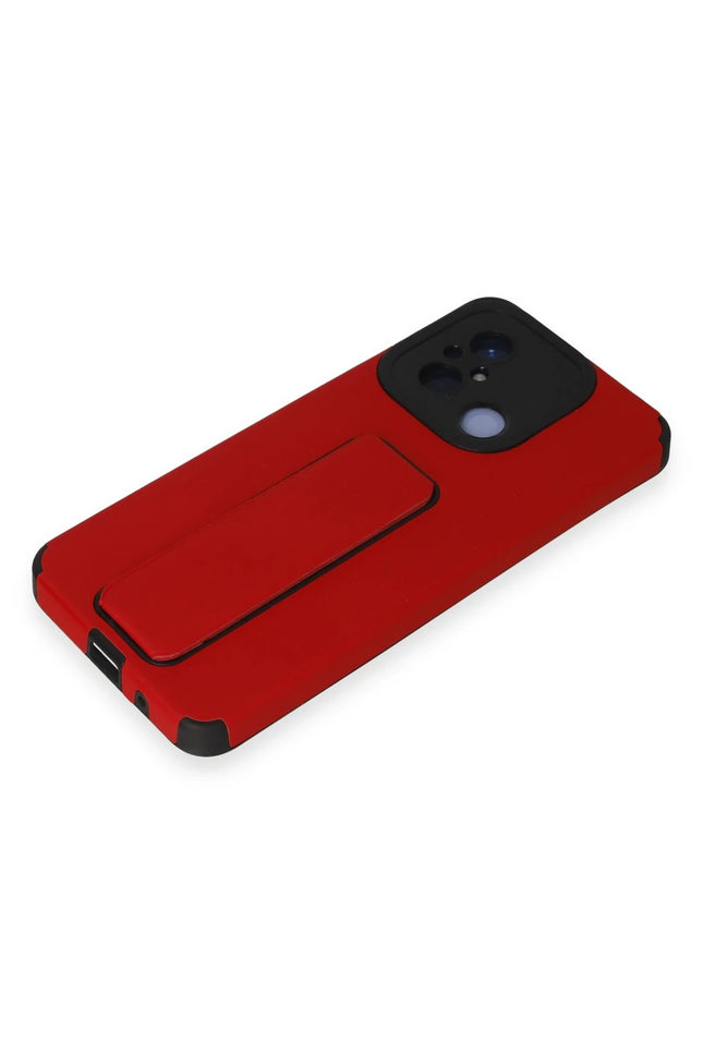 Xiaomi Redmi 12C Mega Standlı Silikon Kılıf - Kırmızı 4