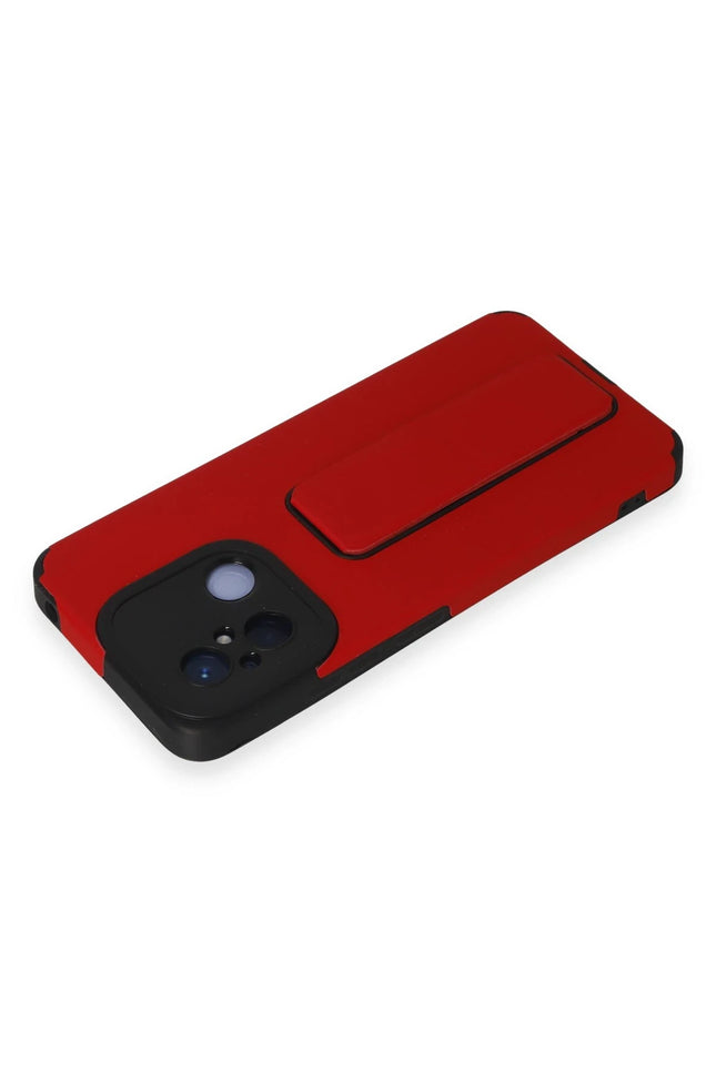 Xiaomi Redmi 12C Mega Standlı Silikon Kılıf - Kırmızı 3