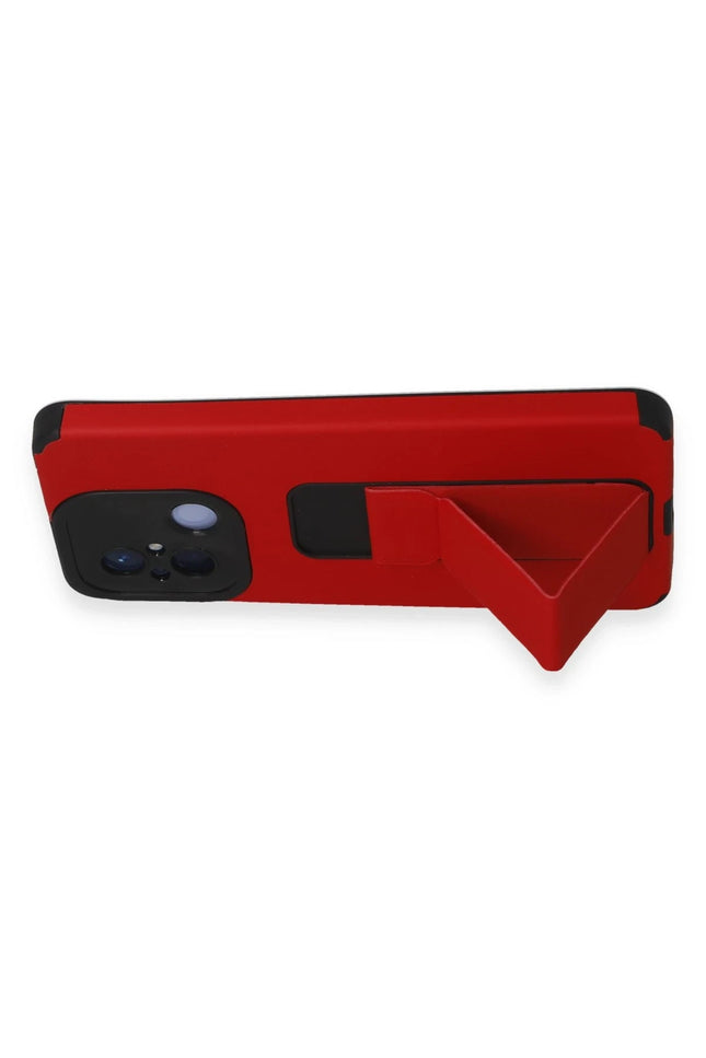 Xiaomi Redmi 12C Mega Standlı Silikon Kılıf - Kırmızı 5