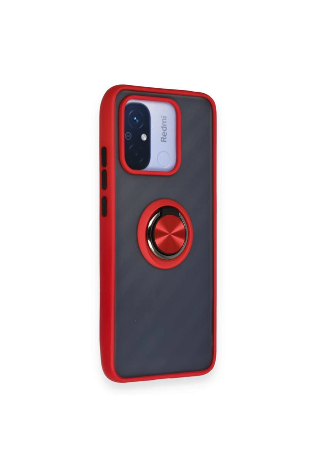 Xiaomi Redmi 12C Montreal Yüzüklü Silikon Kapak Kılıf - Kırmızı 2
