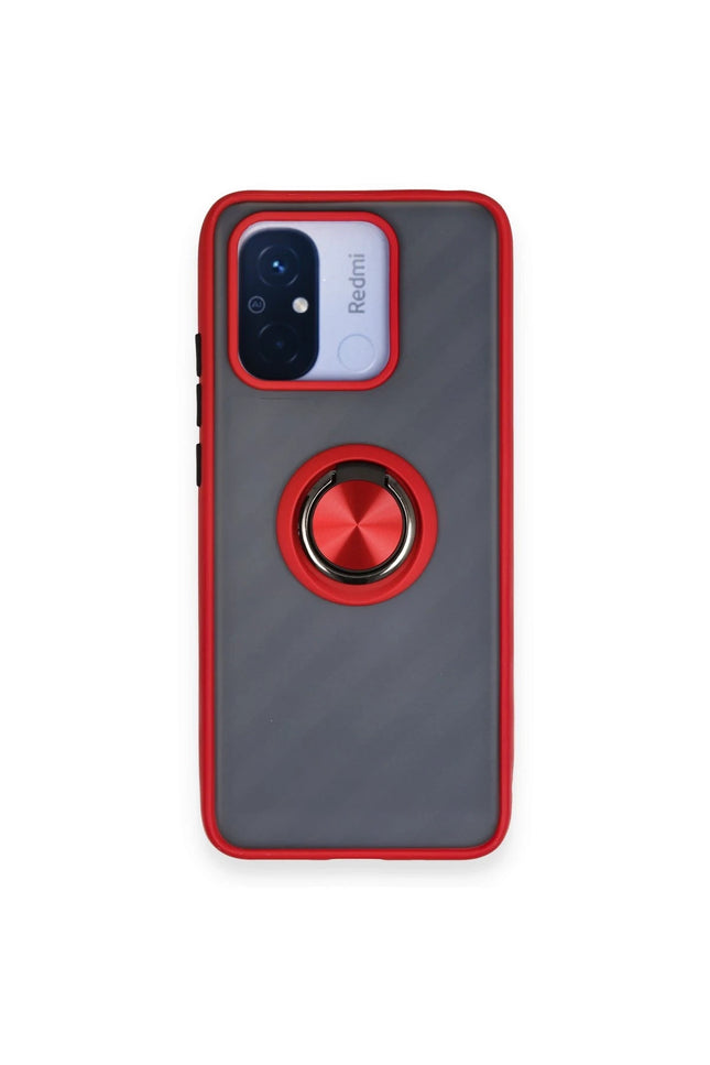 Xiaomi Redmi 12C Montreal Yüzüklü Silikon Kapak Kılıf - Kırmızı