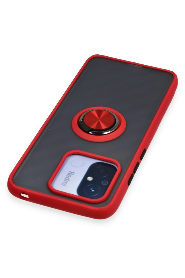 Xiaomi Redmi 12C Montreal Yüzüklü Silikon Kapak Kılıf - Kırmızı 4