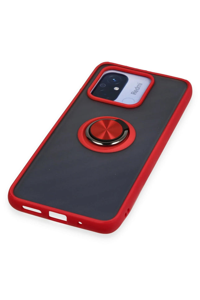 Xiaomi Redmi 12C Montreal Yüzüklü Silikon Kapak Kılıf - Kırmızı 5