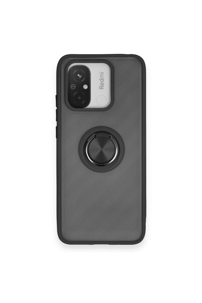 Xiaomi Redmi 12C Montreal Yüzüklü Silikon Kapak Kılıf - Siyah